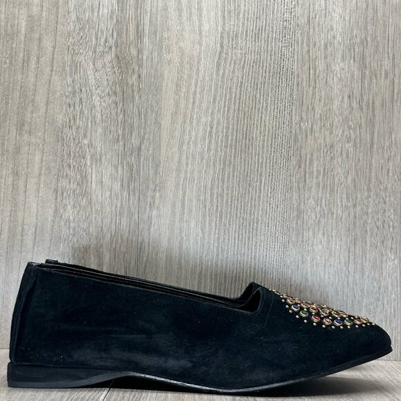 California Magdesians Shoes Womens 6M Jeweled Embellished Loafer Suede Black - Picture 2 of 12